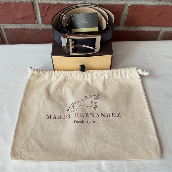NEW Mario Hernandez Leather Belt Logo Buckle Size S Handcrafted in Colo… - Picture 2 of 16